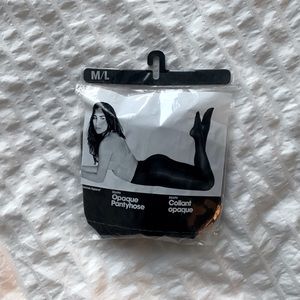 2 pairs of New AmerAppar Blck Opaque Tights, M/L